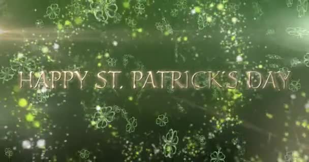 Animation Patrick Day Text Green Shamrock Green Background Patrick Day — Video