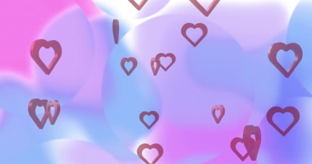 Animation Red Hearts Pastel Background Valentine Day Love Romance Concept — Stockvideo