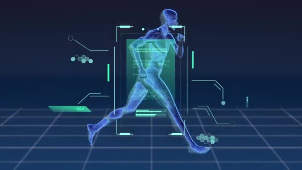 Animation Data Processing Man Running Global Sports Science Computing Digital — Stok video