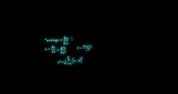 Animation Mathematical Formulae Scientific Data Processing Black Background Global Science — ストック動画
