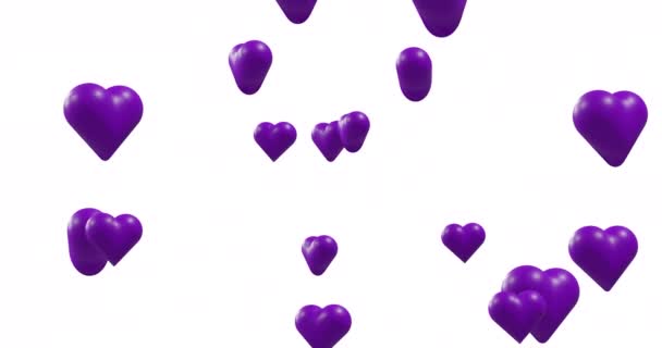 Animace Barevných Srdcí Pohybujících Bílém Pozadí Valentýn Koncept Lásky Oslav — Stock video