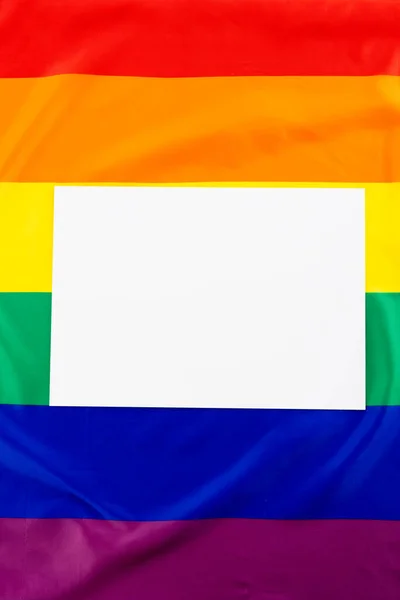 Rainbow Coloured Flag White Rectangle Copy Space Pride Month Equality — Photo