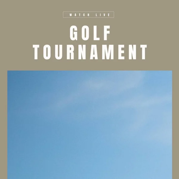 Imagen Cuadrada Del Torneo Golf Sobre Fondo Gris Azul Con —  Fotos de Stock