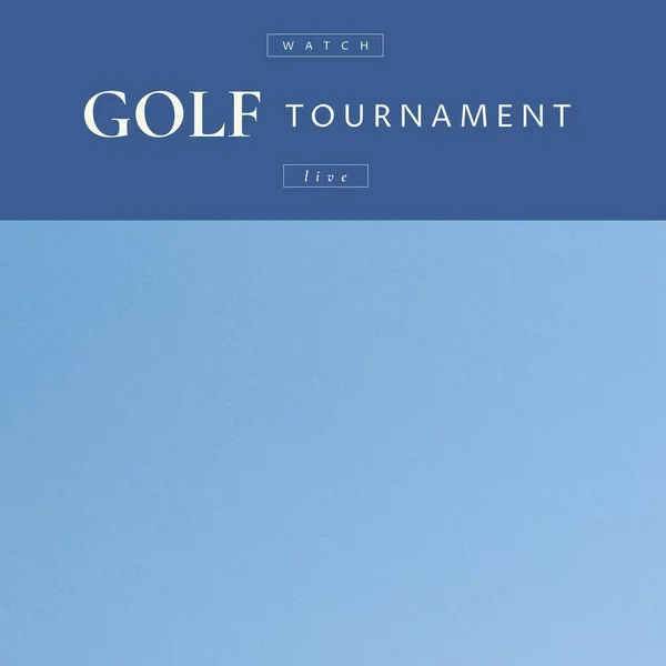 Square image of golf tournament over dark and light blue background with copy space. Golf, sport, competition, rivalry and recreation concept.