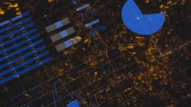Animation of network of connections with statistics animation digital icons. Global shipping technology and connections concept digitally generated video.