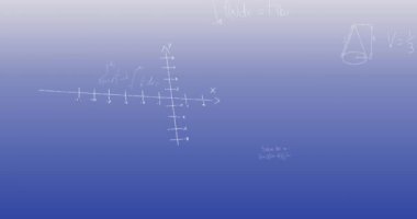 Matematiksel formül ve veri işleme animasyonu. Küresel bilim, iş, finans, hesaplama ve veri işleme kavramı dijital olarak oluşturulmuş video.