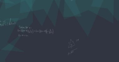 Animation of mathematical equations on black background. Global education connections data processing and technology concept digitally generated video.