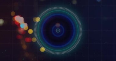 Animation of data processing with scope scanning over grid. Global business, finances, computing and data processing concept digitally generated video.