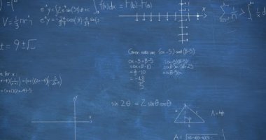 Animation of mathematical formula and data processing. Global science, business, finances, computing and data processing concept digitally generated video.