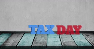 Animation of tax day text over gray background. Global business and digital interface concept digitally generated video.