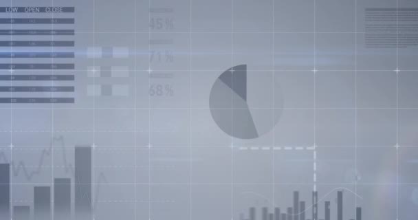 Animation Screens Statistical Data Processing Grid Network Grey Background Computer — Wideo stockowe