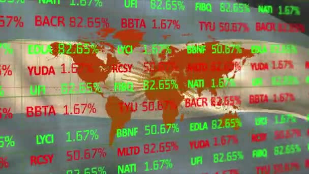 Анимация Обработки Финансовых Данных Над Флагом Аргентины Глобальный Бизнес Финансы — стоковое видео
