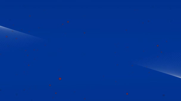 Animatie Van Rode Vlekken Witte Lijnen Blauwe Achtergrond Abstract Achtergrond — Stockvideo