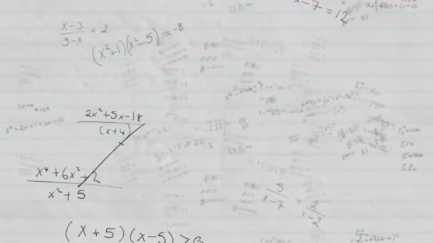 Анимация Графиков Над Математическими Формулами Белом Фоне Концепция Математики Науки — стоковое видео