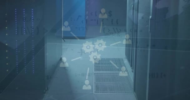Анимизация Цифровых Технологий Смена Симуляторов Компьютерные Серверные Комнаты Концепция Хранения — стоковое видео