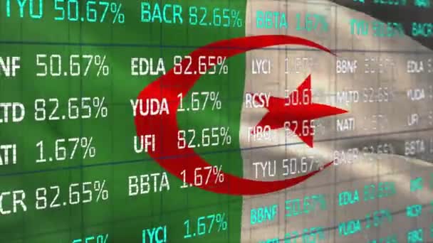 Animazione Del Trattamento Dei Dati Del Mercato Azionario Contro Sventolando — Video Stock