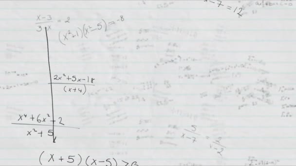 Animation Graphs Math Formulas White Background Math Science Education Concept — Stockvideo
