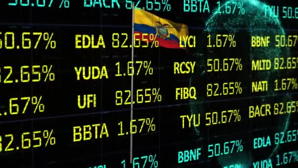 Animation Financial Data Processing Flag Ecuador Global Business Finances Computing — Wideo stockowe