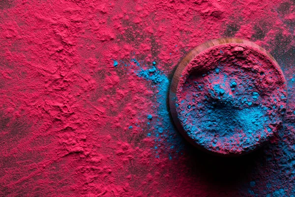 Close Red Blue Powder Dish Copy Space Holi Festival Colour — Zdjęcie stockowe