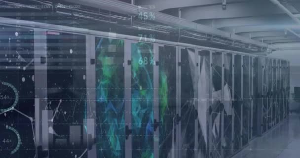 Animation Statistical Data Processing Plexus Networks Computer Server Room Computer — Stock videók