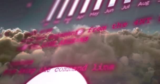 Анімація Статистичної Обробки Даних Проти Хмар Небі Концепція Технології Зберігання — стокове відео