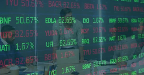 Animation Financial Data Processing Diverse Business People Global Business Finances — Vídeo de stock