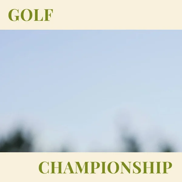Composition of golf championship text and copy space on blue background. Golf championship, competition and sports concept digitally generated image.