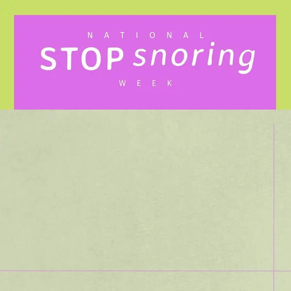 Illustration National Stop Snoring Week Text Purple Rectangle Gray Green — 图库照片