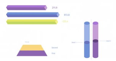 Animation of financial data processing with graphs on white background. Global business, finances and digital interface concept digitally generated video.