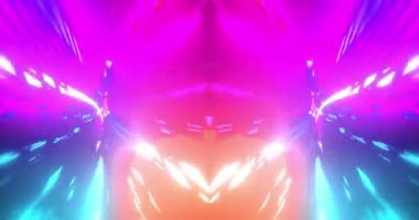 Animation of colourful tunnel moving over black background. Cyber tunnel and pattern concept digitally generated video.