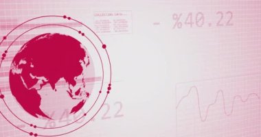 Animation of graphs, statistics, binary coding and financial data processing. Global business, finances, computing and data processing concept digitally generated video.