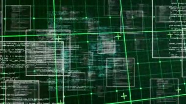 Animation of data processing over computer circuit board. Global communication data processing and digital interface concept digitally generated video.