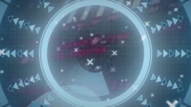 Animation of scope scanning and data processing. Global networks, computing and data processing concept digitally generated video.