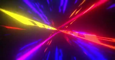 Animation of colourful tunnel moving over black background. Cyber tunnel and pattern concept digitally generated video.