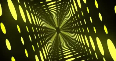 Animation of tunnel of yellow spots moving over black background. Abstract background and pattern concept digitally generated video.