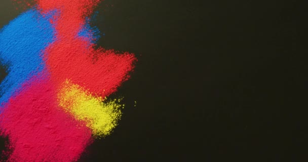 Video Multi Coloured Powders Copy Space Black Background Holi Festival — Vídeo de Stock