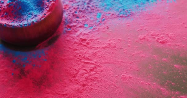 Video Multi Coloured Powders Bowl Copy Space Black Background Holi — Video Stock