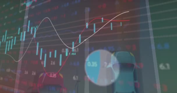 Animation Financial Data Processing Cars Street Global Finances Transport Digital — Stock Video