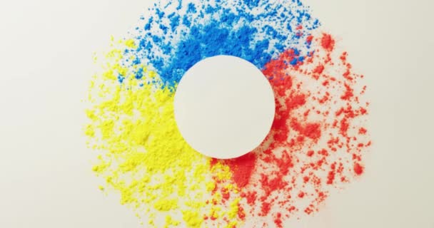 Video Multi Coloured Powders White Circle Copy Space White Background — Video Stock