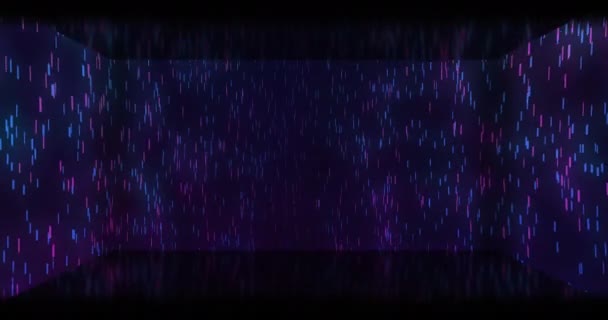 紫色和蓝色霓虹灯在黑色背景上的动画轨迹 光和运动概念数字生成的视频 — 图库视频影像
