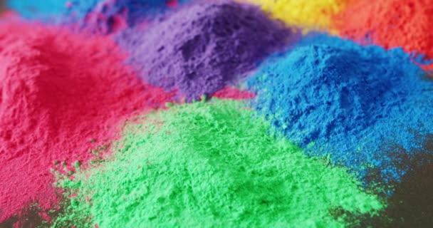 Video Close Multi Coloured Powders Copy Space Black Background Holi — ストック動画