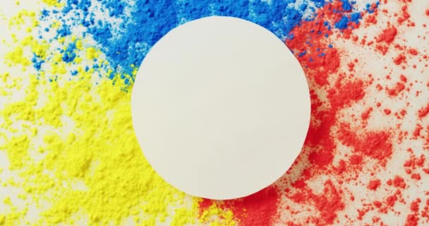 Video Multi Coloured Powders White Circle Copy Space White Background — Stockvideo
