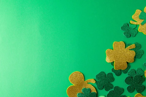 Image Green Clover Copy Space Green Background Patrick Day Irish — Stockfoto
