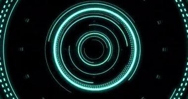 Siyah arkaplandaki tarama alanının animasyonu. Küresel teknoloji, bilgisayar ve dijital arayüz kavramı dijital olarak oluşturulmuş video.