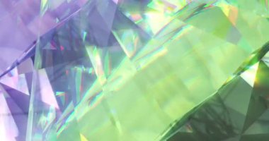 Animation of clear shiny prism moving over light spots. Abstract background and pattern concept digitally generated video.
