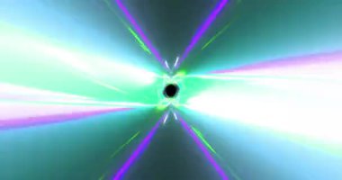 Animation of colourful tunnel moving over black background. Cyber tunnel and pattern concept digitally generated video.