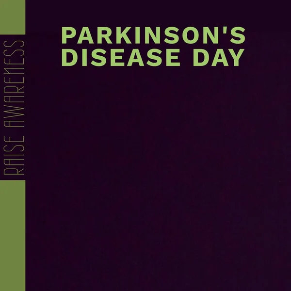 Composition of parkinson\'s disease day text and copy space on black background. Parkinson\'s disease day and health awareness concept digitally generated image.