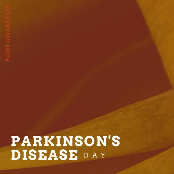 Composition of parkinson\'s disease day text and copy space on brown background. Parkinson\'s disease day and health awareness concept digitally generated image.