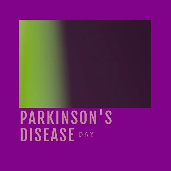 Composition of parkinson\'s disease day text and copy space on purple background. Parkinson\'s disease day and health awareness concept digitally generated image.