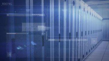 Animation of data processing over computer servers. Global finance economy technology and digital interface concept digitally generated video.